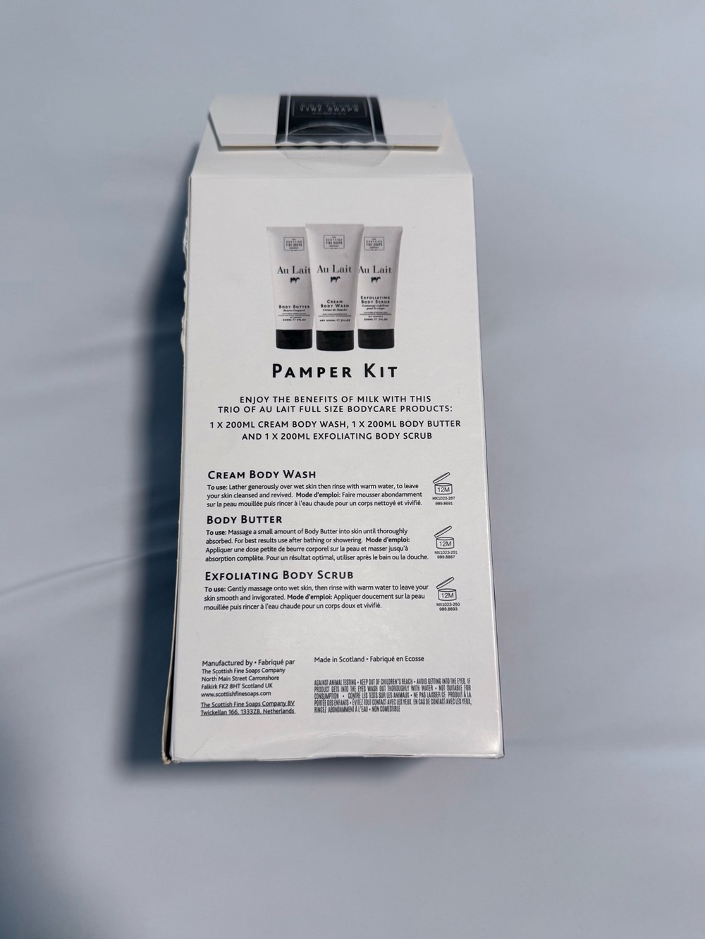 The Scottish Fine Soaps Au Lait Pamper Kit | Includes Wash/Scrub/Butter | NWT - Picture 3 of 3